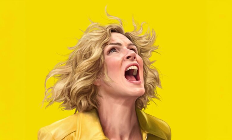 Ilustração de Carol, protagonista de Pluribus, gritando